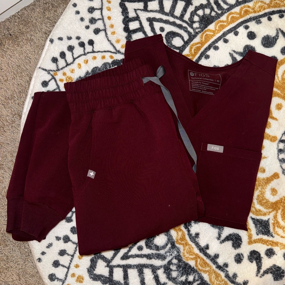 Figs Maroon Scrub Set - never worn